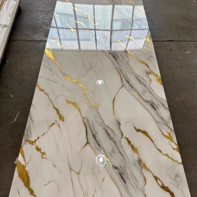 Buy Marble Golden Pvc Wall Panel Gold Pvc Wall Panels Interior 3mm online manufacture